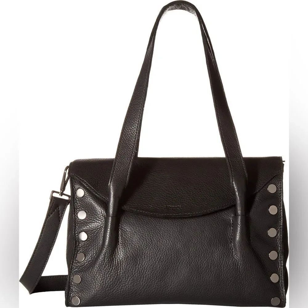 RARE Hammitt Shawn Black Leather Bag with Gunmetal Finnish